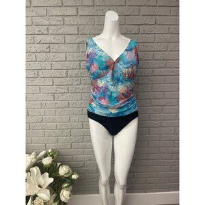 Ceeb Blue Multicolored One Piece Women Swimsuit Size 18